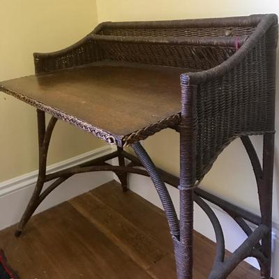 Antique Arts and crafts style small wicker desk

