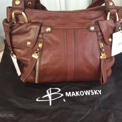 KEB004 Brand New Brown Leather B. Makowsky Bag 
