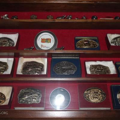 houston rodeo belt buckles and shadow box