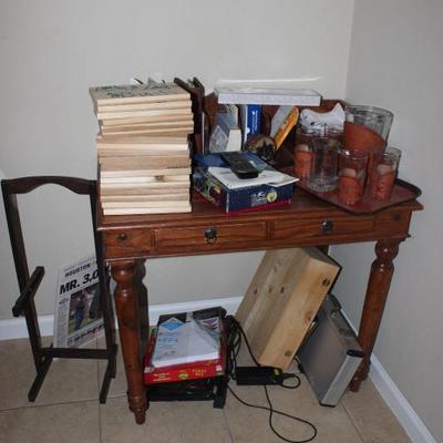 Desk, office supplies