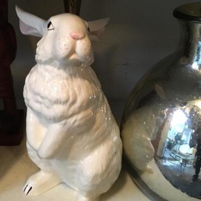Home and garden decor items and ceramics (rabbits, angels and turtles)
