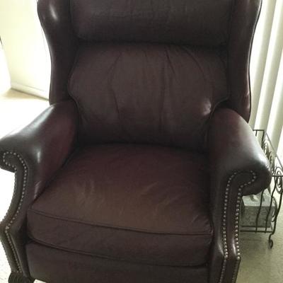 Leather chair which reclines in rich burgundy color : we have two 