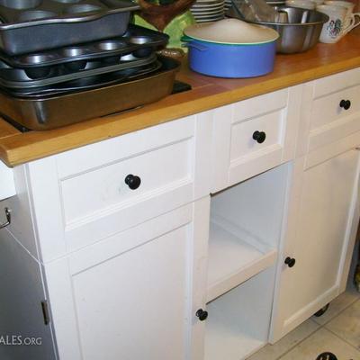 Kitchen Island on wheels with lots of storage