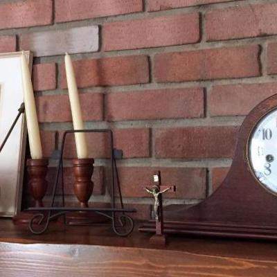 Mantle clock and candlesticks