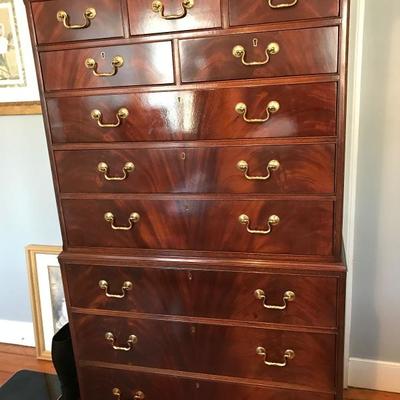Hickory Chair Company Chest on Chest Dresser from the James River Collection ~ Mahogany ~ 68 x 38 x 21 in.