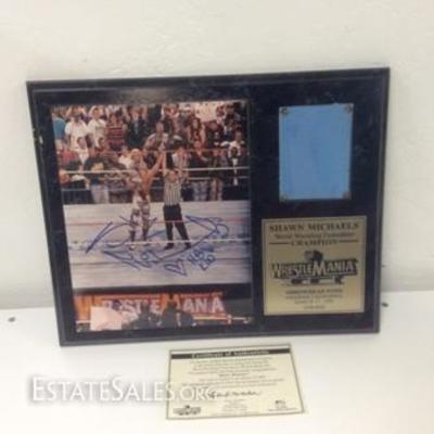 Autographed Shawn Michaels Wrestlemania Plaque