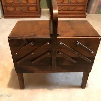 Vintage fold out sewing cabinet