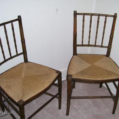 Pair 19th century faux bamboo chairs