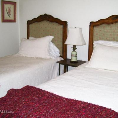 Good pair fruitwood twin beds