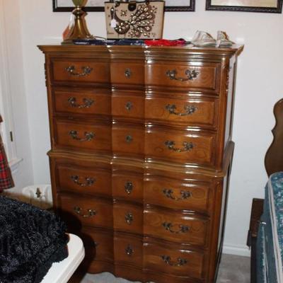 Vintage maple tall chest of drawers, matches king size bed, night stand and triple dresser