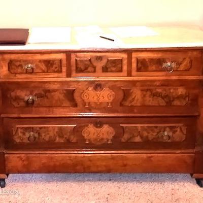 Antique marble top chest of drawers
