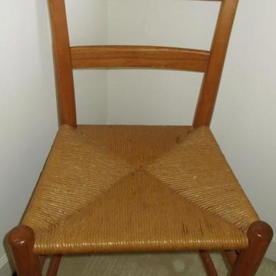 Rush seated chair turned legs with stretchers $38