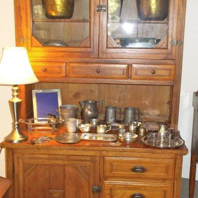 Fruit wood step back cupboard early 20th century $495
79 1/4 X 44 1/2