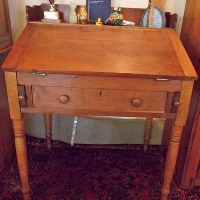 Cherry slant lid desk with one drawer raised on ring turned legs $375
41 X 31 1/3