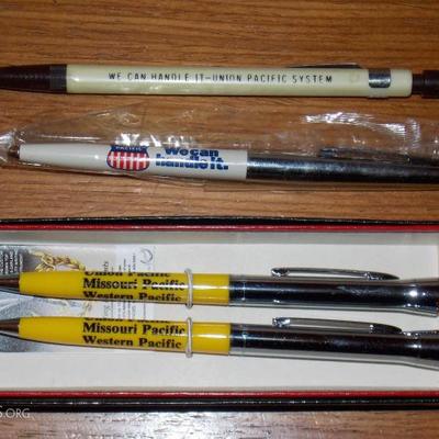 Vintage Railroad advertising pens, pencil