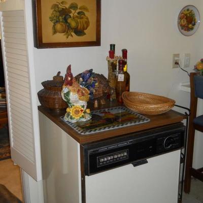 Kenmore portable dishwasher, roosters, etc.