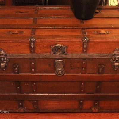 Antique Trunk with Original Trays, Hardware, and Handles
