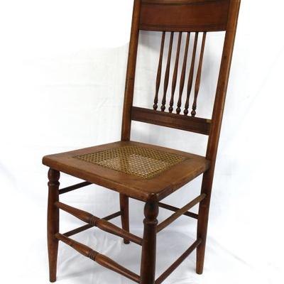 Antique Wooden Chair with Cane Seat
