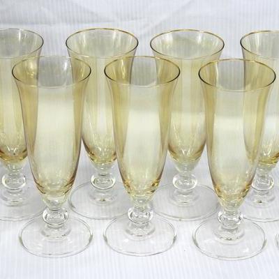 Set of 11 Yellow Tinted Flutes
