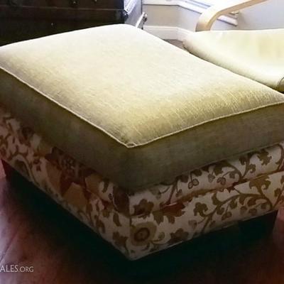 Lower floral pattern ottoman with beige/green top
