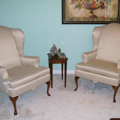 Classic pair of Winged back chairs