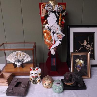WVT025 Asian Framed Artwork, Wooden Bear, Lucky Cat & More!
