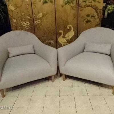 PAIR CRATE AND BARREL PENNIE ARMCHAIRS IN LIKE NEW CONDITION