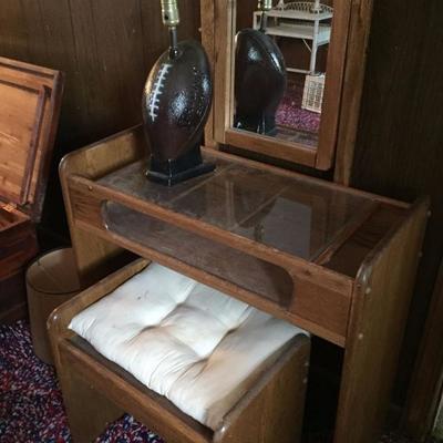 Vintage vanity and football lamp