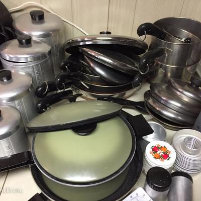 Vintage pots, pans and canisters