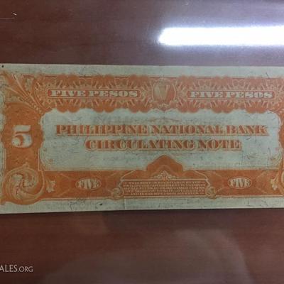 Phillipine National Bank $5 note 1921 uncirculated