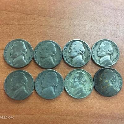 8 Silver War Nickels