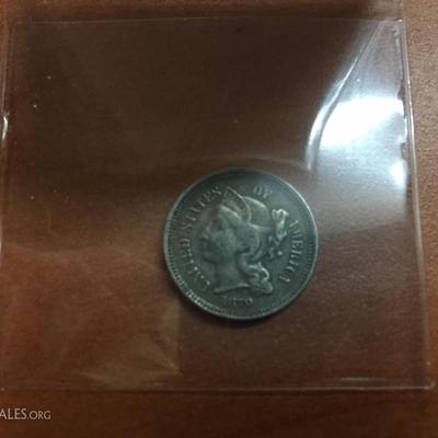 1870 3 cent nickel