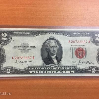 US Red Seal $2 bill 1953 uncirculated