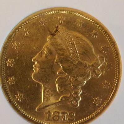 1872 S Gold $20.00 NGC MS60