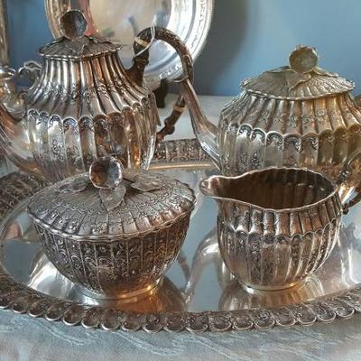 German .800 silver tea set. Very ornate and beautiful