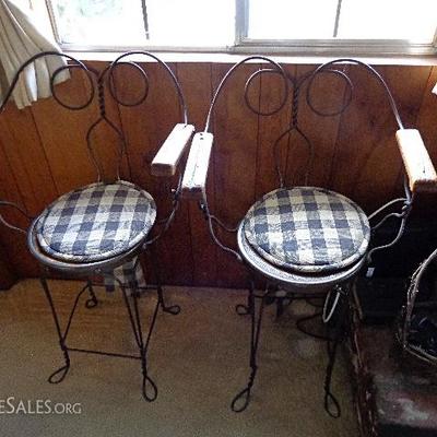 pair of vintage ice cream bar stools