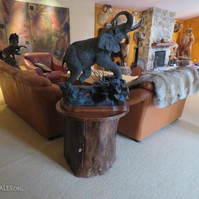 Family room with art & bronze statues