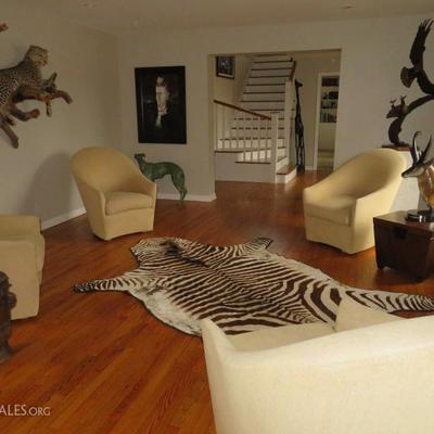 Living room with art & bronze statues