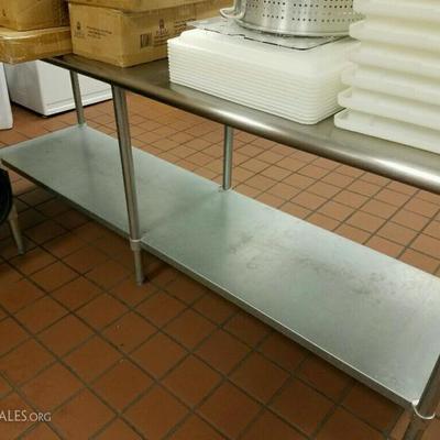 Duke Stainless Steel work tables with lower shelf 8' x 30