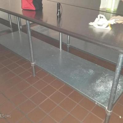 Duke Stainless Steel work tables with lower shelf 8' x 30
