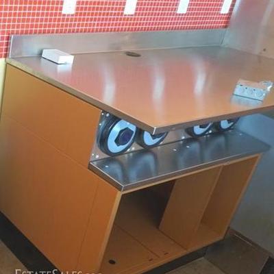 2 Section workspace stainless steel top workspace with metal base cabinets includes 30