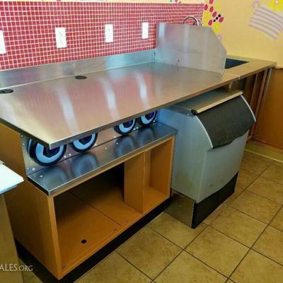 2 Section workspace stainless steel top workspace with metal base cabinets includes 30