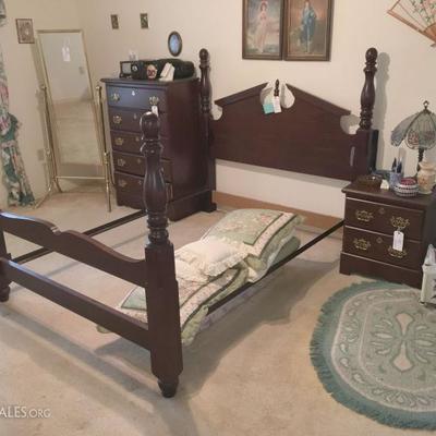 WOOD BED, CAN BE FULL OR QUEEN, HAS HEADBOARD AND FOOTBOARD, SOLID WOOD