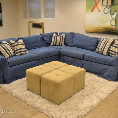 Pottery Barn sectional and ottomans