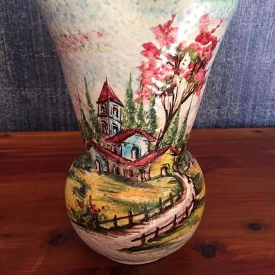 Vintage G. Barile Albisola hand-painted vase from Italy (hand-signed).  This is 1 of 3 pieces (each sold separately)