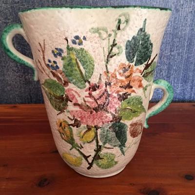 Vintage G. Barile Albisola hand-painted vase from Italy (hand-signed).  This is 1 of 3 pieces (each sold separately)