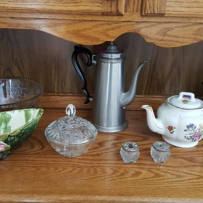 Various Tea Pots and other glassware