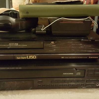 Yamaha CD player, Mitsubishi VCR, Headphones