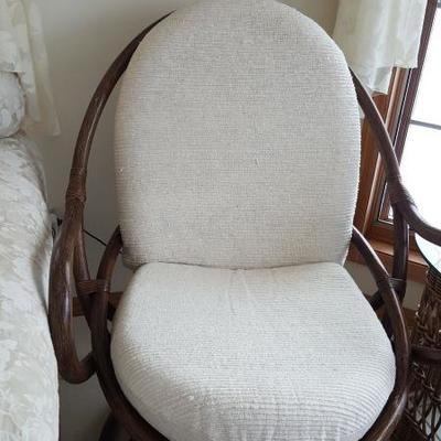 Wicker/Bamboo chair and ottoman