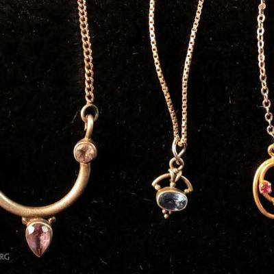 3 Vintage Necklaces with Gems and 925
